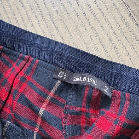 Zara Tartan Plaid Trousers in Red and Dark Blue - Picture 4 of 5